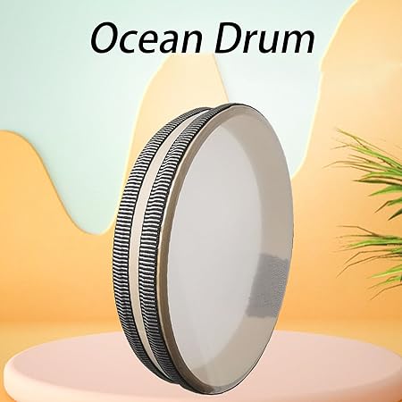 Omara Ocean Drum Sea Drum 12inch- With Hardwood Shell and Wave Beads- Sound Healing Instrument for Meditation, Relaxation, Yoga, Stress Relief (12inch)