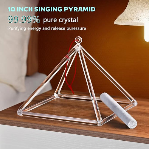 Omara 10 Inch Quartz Crystal Singing Pyramid Healing Musical Instrument + Carry Case Bag Powerful Energy