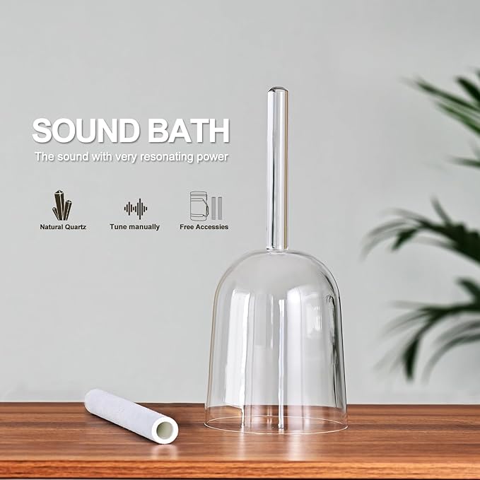 Omara 432HZ 6 Inch F Note Handle Clear Quartz Crystal Singing Bowl + 6" Purple Colored Carry Case Bag + One Suede Mallet