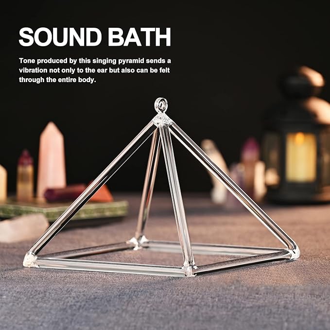 Omara 10 Inch Quartz Crystal Singing Pyramid Healing Musical Instrument + Carry Case Bag Powerful Energy