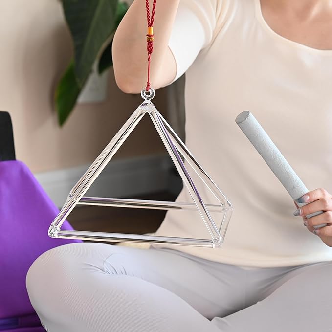 Omara 10 Inch Quartz Crystal Singing Pyramid Healing Musical Instrument + Carry Case Bag Powerful Energy