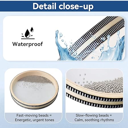 Omara Ocean Drum Sea Drum 12inch- With Hardwood Shell and Wave Beads- Sound Healing Instrument for Meditation, Relaxation, Yoga, Stress Relief (12inch)